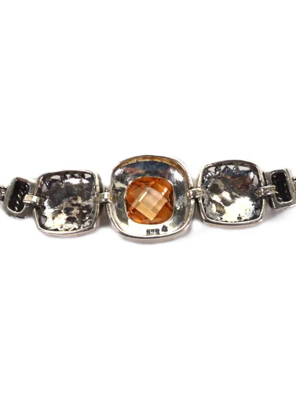 Bali Naga Artisan Crafted Sterling Silver Bracelet w Champagne Quartz